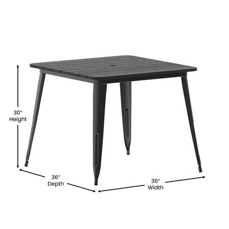 Flash Furniture 36 SQ Table Black Umbrella Top/Black Steel Frame JJ-T14619-90-BKBK-GG